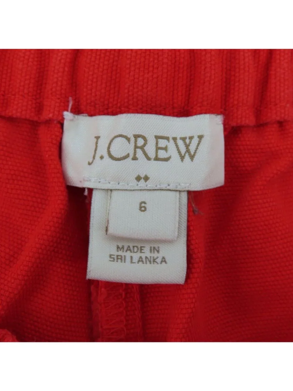 J Crew Women 6 Red Orange Pull On Shorts Pockets All Cotton Stretch Waistband
